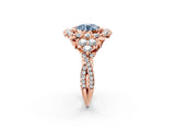 Rose gold Fancy Blue Round Cut Diamond Halo Ring with Pavé Band and Four-Prong Setting_43
