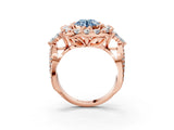Rose gold Fancy Blue Round Cut Diamond Halo Ring with Pavé Band and Four-Prong Setting_44