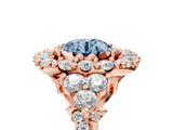 Rose gold Fancy Blue Round Cut Diamond Halo Ring with Pavé Band and Four-Prong Setting_46