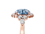 Rose gold Fancy Blue Round Cut Diamond Halo Ring with Pear Side Stones and Prong Setting_56
