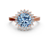 Rose gold Fancy Blue Round  Cut Diamond Halo Ring with Round Brilliant Halo and Solitaire Band_87