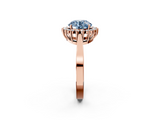 Rose gold Fancy Blue Round  Cut Diamond Halo Ring with Round Brilliant Halo and Solitaire Band_89