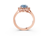 Rose gold Fancy Blue Round  Cut Diamond Halo Ring with Round Brilliant Halo and Solitaire Band_90