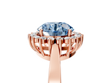 Rose gold Fancy Blue Round  Cut Diamond Halo Ring with Round Brilliant Halo and Solitaire Band_92