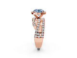 Rose gold Fancy Blue Round Cut Diamond Halo Ring with Round Split Shank and Prong Setting_38