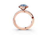 Rose gold Fancy Blue Round Cut Diamond Halo Ring with Round Split Shank and Prong Setting_39