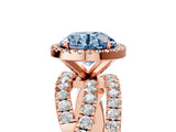Rose gold Fancy Blue Round Cut Diamond Halo Ring with Round Split Shank and Prong Setting_41