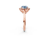 Rose gold Fancy Blue Round  Cut Diamond Halo Ring with Solitaire Band and Prong Setting_55
