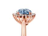 Rose gold Fancy Blue Round  Cut Diamond Halo Ring with Solitaire Band and Prong Setting_58