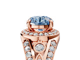 Rose gold Fancy Blue Round Cut Diamond Halo Ring with Split Shank and Bezel Accents and Four-Prong Setting_5