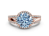 Rose gold Fancy Blue Round Cut Diamond Halo Split Shank Engagement Ring_39