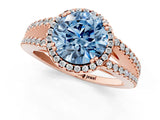 Rose gold Fancy Blue Round Cut Diamond Halo Split Shank Engagement Ring_40