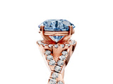 Rose gold Fancy Blue Round Cut Diamond  Halo Twist Band Solitaire Prong Setting Ring_41