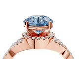 Rose gold Fancy Blue Round Cut Diamond  Halo Twist Band Solitaire Prong Setting Ring_46