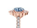 Rose gold Fancy Blue Round  Cut Diamond Milgrain Floral Halo Engagement Ring with Pavé Band_20