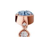 Rose gold Fancy Blue Round  Cut Diamond Milgrain Marquise Band with Prong Setting_8