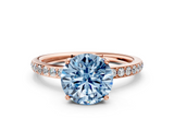 Rose gold Fancy Blue Round  Cut Diamond Pavé Band Ring with Four-Prong Setting_27