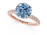 Rose gold Fancy Blue Round  Cut Diamond Pavé Band Ring with Four-Prong Setting_28