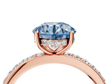 Rose gold Fancy Blue Round  Cut Diamond Pavé Band Ring with Four-Prong Setting_31