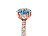 Rose gold Fancy Blue Round  Cut Diamond Pavé Band Ring with Four-Prong Setting_32