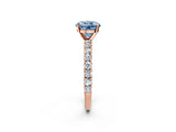 Rose gold Fancy Blue Round Cut Diamond Pavé Band Solitaire Ring with Prong Setting_64