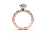 Rose gold Fancy Blue Round Cut Diamond Pavé Band Solitaire Ring with Prong Setting_65