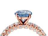 Rose gold Fancy Blue Round Cut Diamond Pavé Band Solitaire Ring with Prong Setting_66