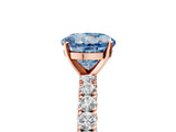 Rose gold Fancy Blue Round Cut Diamond Pavé Band Solitaire Ring with Prong Setting_67