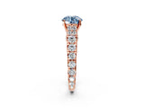 Rose gold Fancy Blue Round  Cut Diamond Pavé Band Solitaire with Four-Prong Setting_17
