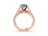 Rose gold Fancy Blue Round  Cut Diamond Pavé Band Solitaire with Four-Prong Setting_18