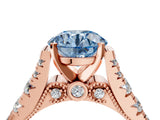 Rose gold Fancy Blue Round  Cut Diamond Pavé Band Solitaire with Four-Prong Setting_19