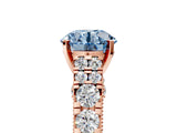 Rose gold Fancy Blue Round  Cut Diamond Pavé Band Solitaire with Four-Prong Setting_20