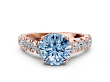 Rose gold Fancy Blue Round  Cut Diamond Pavé Band Solitaire with Four-Prong Setting_3