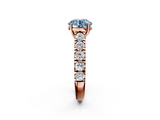 Rose gold Fancy Blue Round  Cut Diamond Pavé Band Solitaire with Four-Prong Setting_5