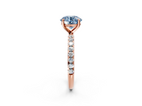 Rose gold Fancy Blue Round  Cut Diamond Pavé Band Solitaire with Four-Prong Setting_5