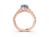 Rose gold Fancy Blue Round  Cut Diamond Pavé Band Solitaire with Four-Prong Setting_6