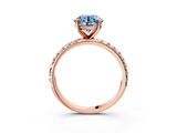 Rose gold Fancy Blue Round  Cut Diamond Pavé Band Solitaire with Four-Prong Setting_6