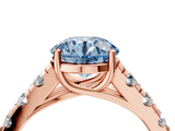 Rose gold Fancy Blue Round  Cut Diamond Pavé Band Solitaire with Four-Prong Setting_7