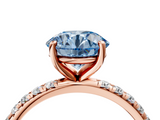 Rose gold Fancy Blue Round  Cut Diamond Pavé Band Solitaire with Four-Prong Setting_7