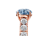 Rose gold Fancy Blue Round  Cut Diamond Pavé Band Solitaire with Four-Prong Setting_8
