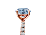 Rose gold Fancy Blue Round  Cut Diamond Pavé Band Solitaire with Four-Prong Setting_8