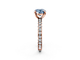 Rose gold Fancy Blue Round  Cut Diamond Pavé Band with Four-Prong Setting_53