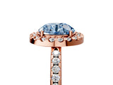 Rose gold Fancy Blue Round Cut Diamond Pavé Halo Ring with Four-Prong Setting_41