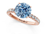 Rose gold Fancy Blue Round Cut Diamond Pavé Solitaire Engagement Ring with Four-Prong Setting_68