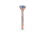 Rose gold Fancy Blue Round Cut Diamond Pavé Solitaire Engagement Ring with Four-Prong Setting_69