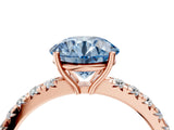 Rose gold Fancy Blue Round Cut Diamond Pavé Solitaire Engagement Ring with Four-Prong Setting_71