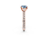 Rose gold Fancy Blue Round Cut Diamond Pavé Solitaire Ring with Round Band and Prong Setting_14