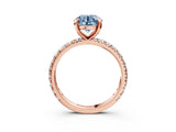 Rose gold Fancy Blue Round Cut Diamond Pavé Solitaire Ring with Round Band and Prong Setting_15