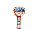 Rose gold Fancy Blue Round Cut Diamond Pavé Solitaire Ring with Round Band and Prong Setting_17