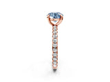 Rose gold Fancy Blue Round Cut Diamond Pavé Solitaire Ring with Round Band and Prong Setting_26
